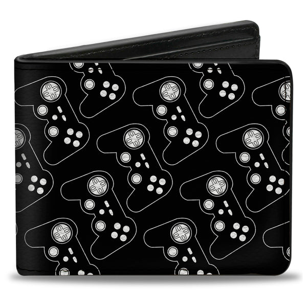 Buckle-Down Bi-Fold Wallet - Gaming Controller Repeat Black White