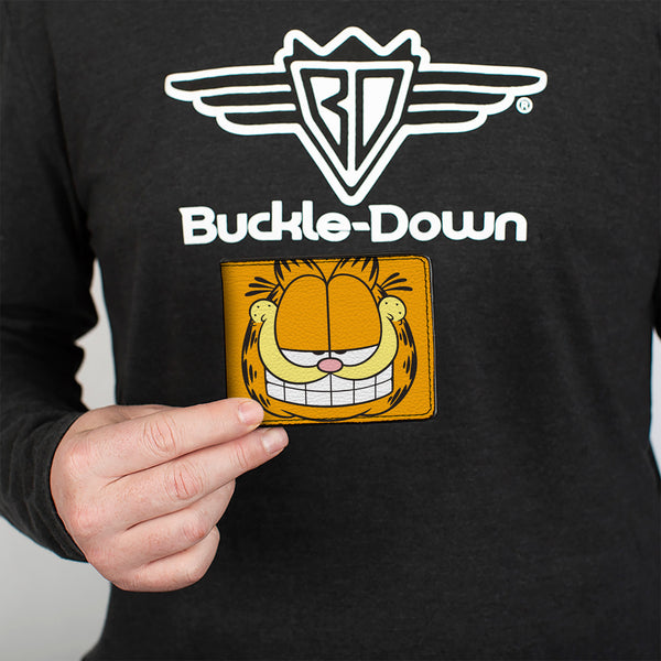 Buckle-Down Bi-Fold Wallet - Garfield Smiling Face Character Close-Up Orange