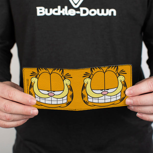 Buckle-Down Bi-Fold Wallet - Garfield Smiling Face Character Close-Up Orange
