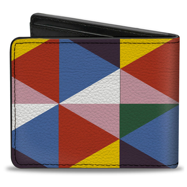 Buckle-Down Bi-Fold Wallet - Geometric Triangle Blocks Multi Color