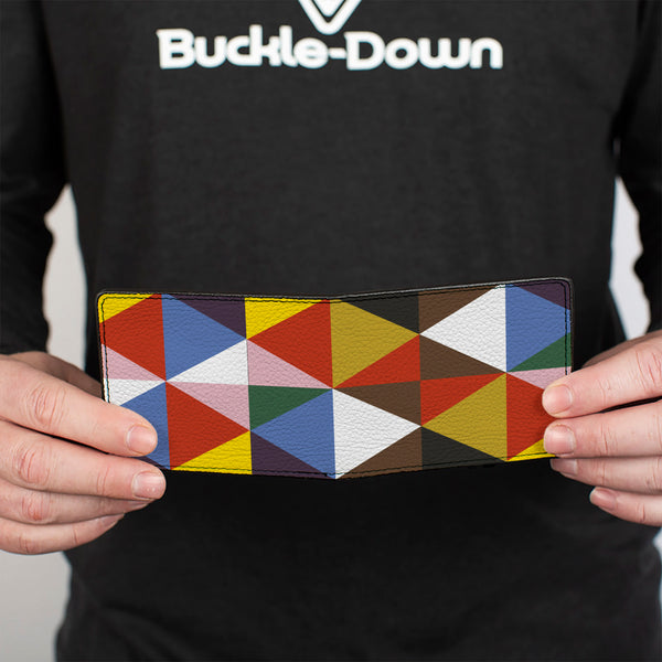Buckle-Down Bi-Fold Wallet - Geometric Triangle Blocks Multi Color