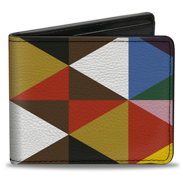 Buckle-Down Bi-Fold Wallet - Geometric Triangle Blocks Multi Color