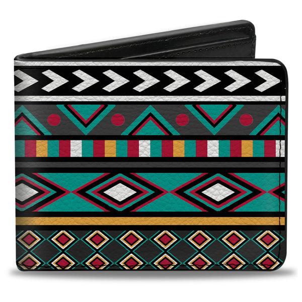 Buckle-Down Bi-Fold Wallet - Geometric5 Gray Teal White Pink Yellow