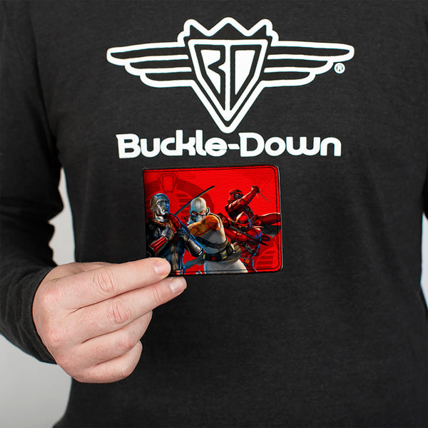 Buckle-Down Bi-Fold Wallet - GI Joe COBRA Agents Group Pose And Logo Reds