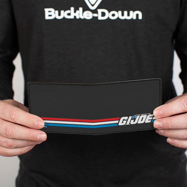 Buckle-Down Bi-Fold Wallet - GI JOE Title Logo Stripe Black/Red/White/Blue