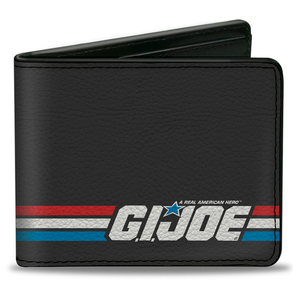 Buckle-Down Bi-Fold Wallet - GI JOE Title Logo Stripe Black/Red/White/Blue