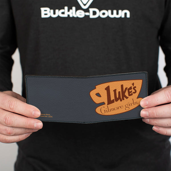 Buckle-Down Bi-Fold Wallet - GILMORE GIRLS LUKE'S Coffee Cup Icon Gray/Browns