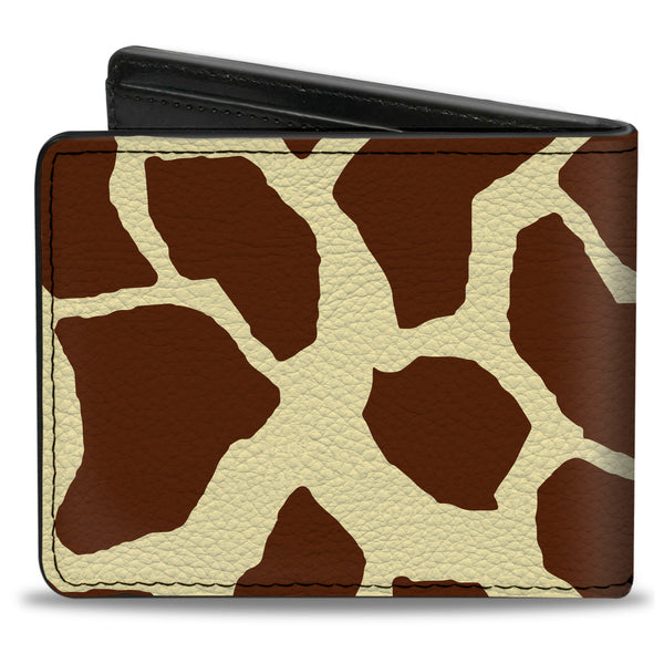 Buckle-Down Bi-Fold Wallet - Giraffe Spots2 Cream Brown