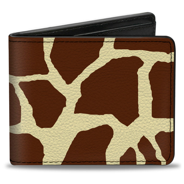 Buckle-Down Bi-Fold Wallet - Giraffe Spots2 Cream Brown