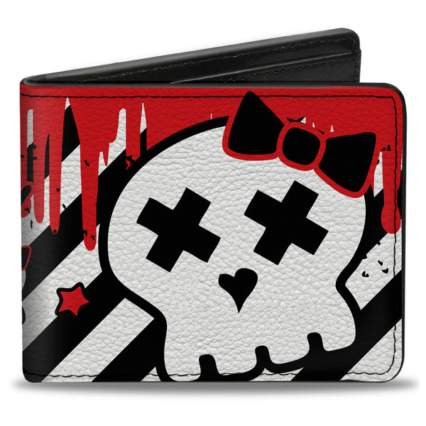 Buckle-Down Bi-Fold Wallet - Girlie Skull Black White w Red Paint Drips