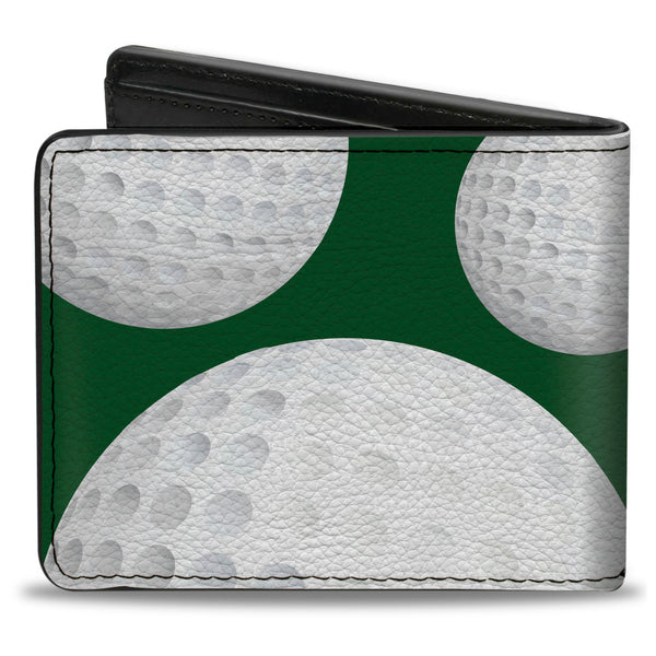 Buckle-Down Bi-Fold Wallet - Golf Balls Scattered Green White