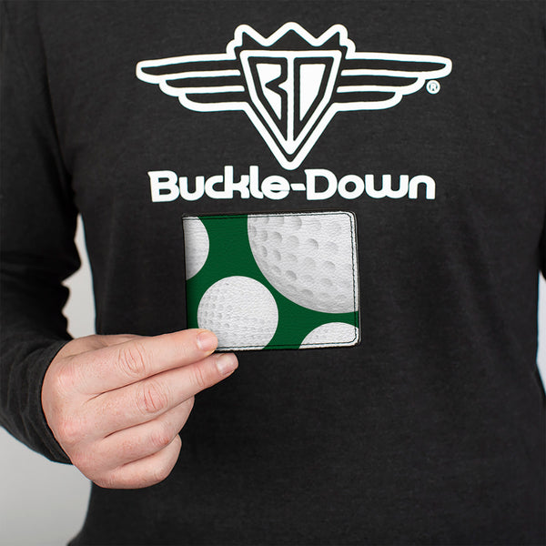Buckle-Down Bi-Fold Wallet - Golf Balls Scattered Green White