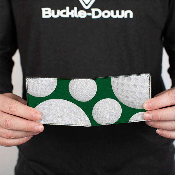 Buckle-Down Bi-Fold Wallet - Golf Balls Scattered Green White