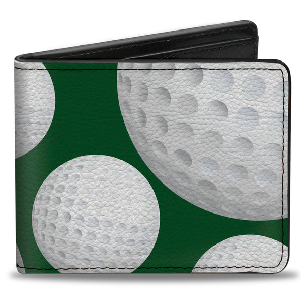 Buckle-Down Bi-Fold Wallet - Golf Balls Scattered Green White