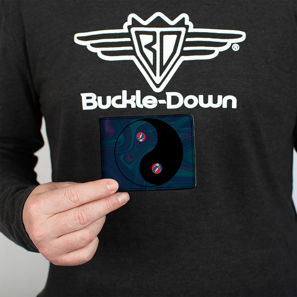 Buckle-Down Bi-Fold Wallet - Grateful Dead Space Your Face Yin Yang Swirl Blues Purples Black
