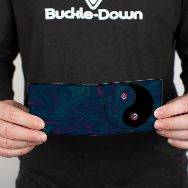 Buckle-Down Bi-Fold Wallet - Grateful Dead Space Your Face Yin Yang Swirl Blues Purples Black