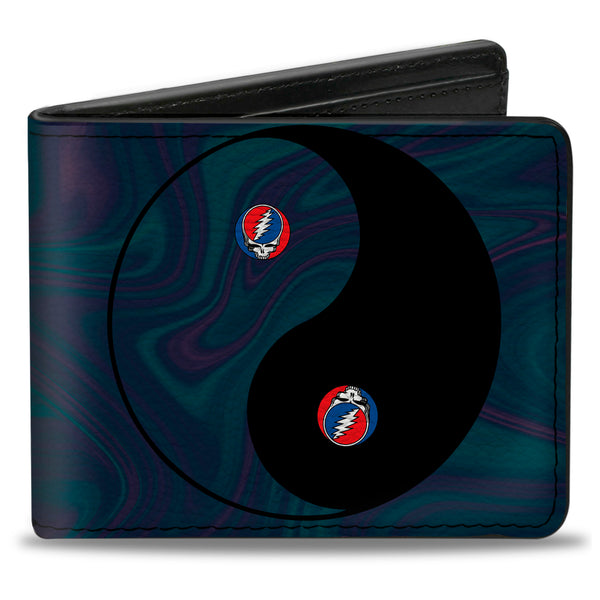 Buckle-Down Bi-Fold Wallet - Grateful Dead Space Your Face Yin Yang Swirl Blues Purples Black