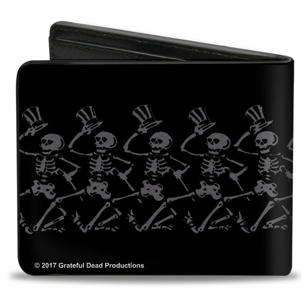 Buckle-Down Bi-Fold Wallet - GRATEFUL DEAD Steal Your Face Logo Dancing Skeletons Black Gray Red White Blue