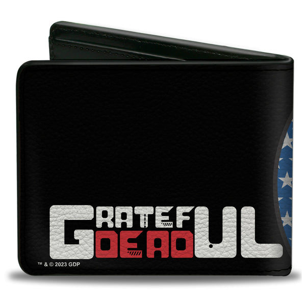 Buckle-Down Bi-Fold Wallet - GRATEFUL DEAD Steal Your Face Stars And Stripes Close-Up Black/White/Red/Blue