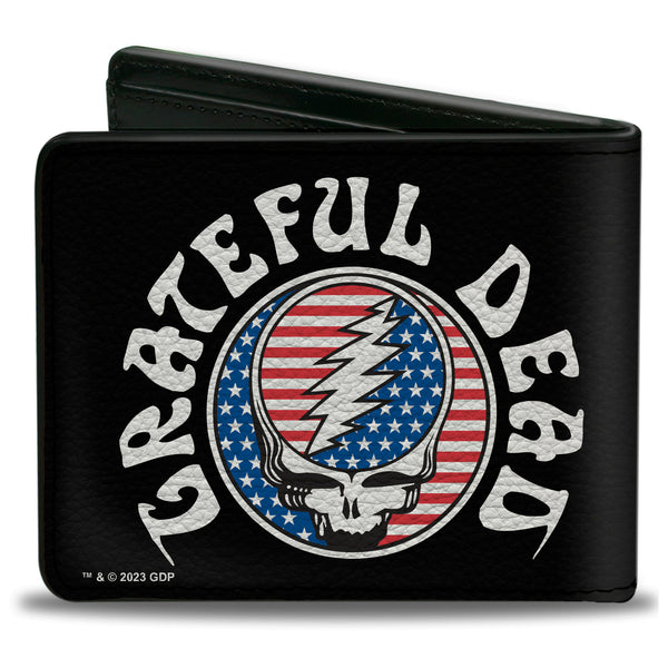 Buckle-Down Bi-Fold Wallet - GRATEFUL DEAD Steal Your Face Stars And Stripes Logo Black/White/Red/Blue