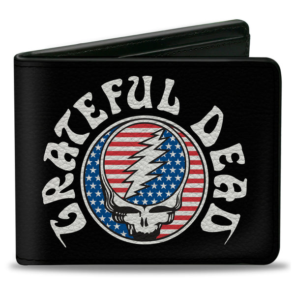 Buckle-Down Bi-Fold Wallet - GRATEFUL DEAD Steal Your Face Stars and Stripes Logo Black/White/Red/Blue