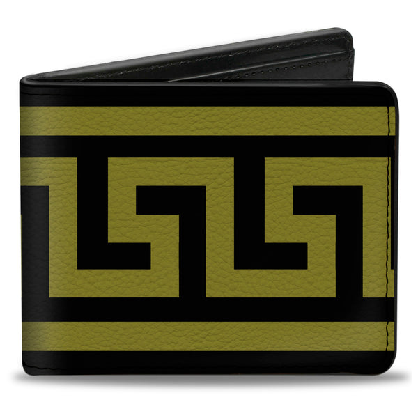 Buckle-Down Bi-Fold Wallet - Greek Key Border Black Olive