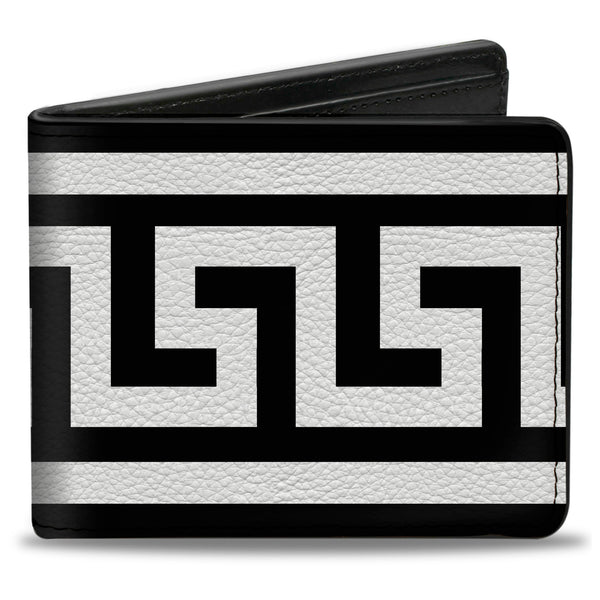 Buckle-Down Bi-Fold Wallet - Greek Key Border Black White