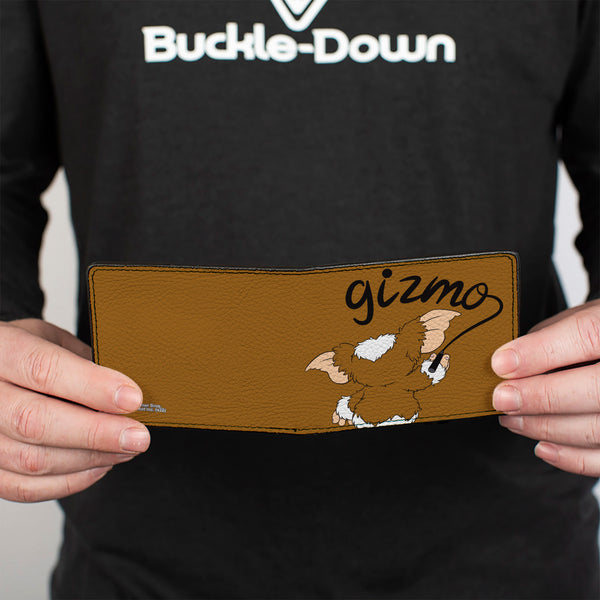 Buckle-Down Bi-Fold Wallet - Gremlins GIZMO Script Pose Brown/Black