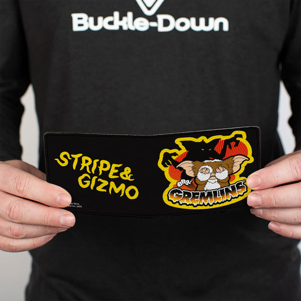 Buckle-Down Bi-Fold Wallet - Gremlins Stripe & Gizmo Pose Black/Yellow