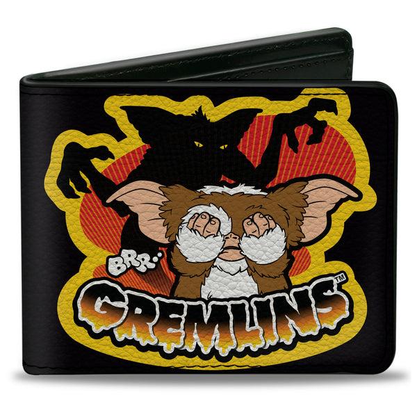 Buckle-Down Bi-Fold Wallet - Gremlins Stripe & Gizmo Pose Black/Yellow