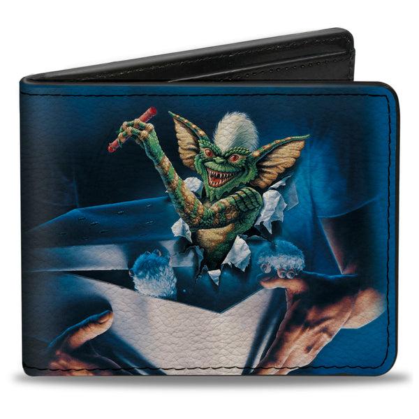 Buckle-Down Bi-Fold Wallet - Gremlins Stripe Pose in Box + Logo Black Red