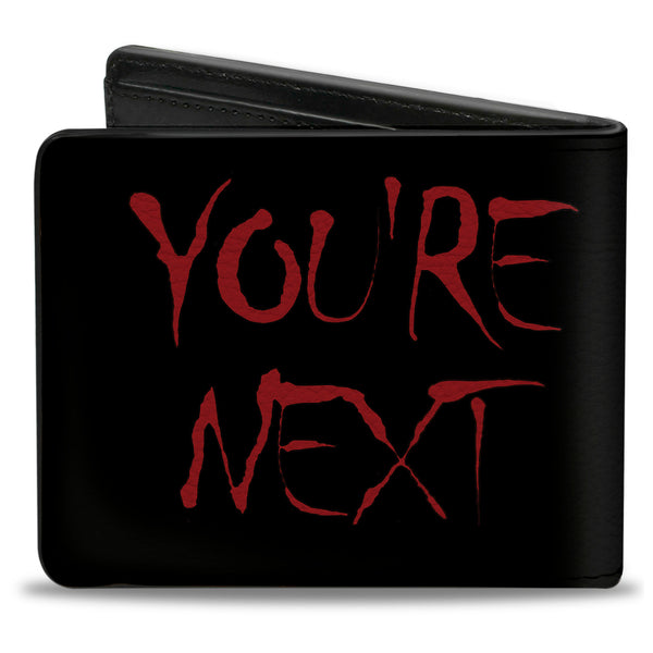 Buckle-Down Bi-Fold Wallet - Grim Reaper Face YOU'RE NEXT Black Grays Red