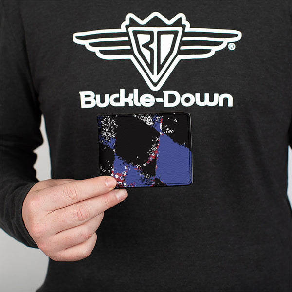 Buckle-Down Bi-Fold Wallet - Grunge Checker Flag Blue Red