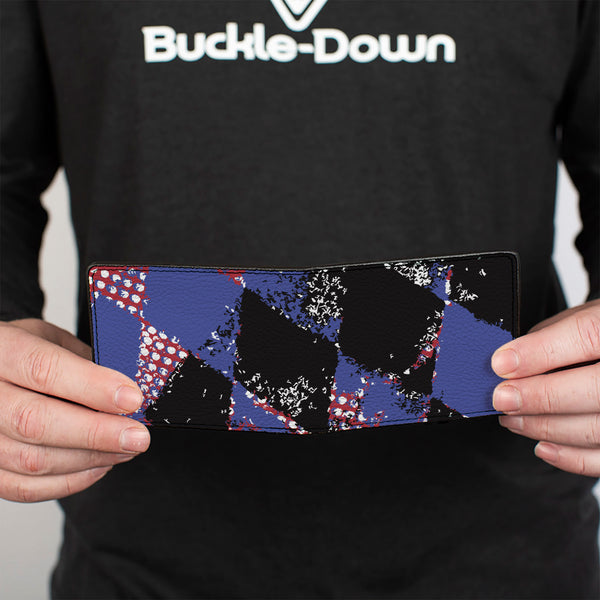 Buckle-Down Bi-Fold Wallet - Grunge Checker Flag Blue Red