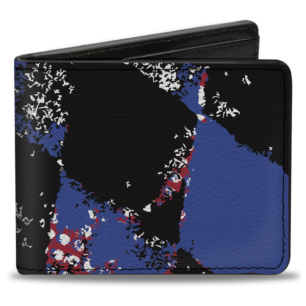 Buckle-Down Bi-Fold Wallet - Grunge Checker Flag Blue Red