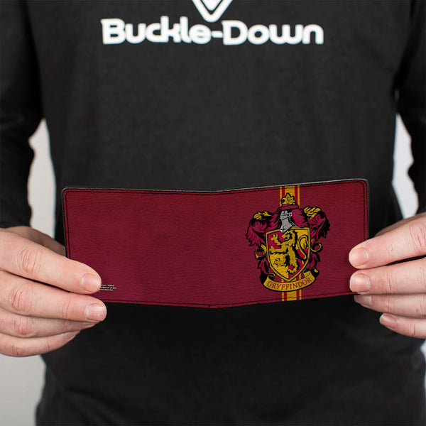 Buckle-Down Bi-Fold Wallet - GRYFFINDOR Crest Vertical Stripe Burgundy Gold