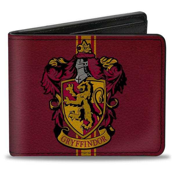 Buckle-Down Bi-Fold Wallet - GRYFFINDOR Crest Vertical Stripe Burgundy Gold