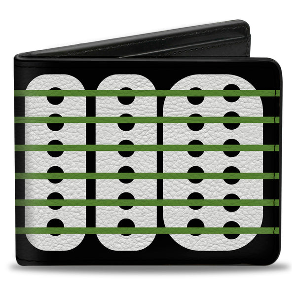 Buckle-Down Bi-Fold Wallet - Guitar Neck Black White Lime Green