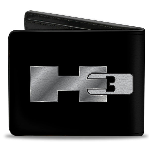 Buckle-Down Bi-Fold Wallet - H3 Black Silver Logo CENTERED