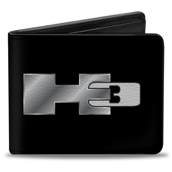 Buckle-Down Bi-Fold Wallet - H3 Black Silver Logo CENTERED