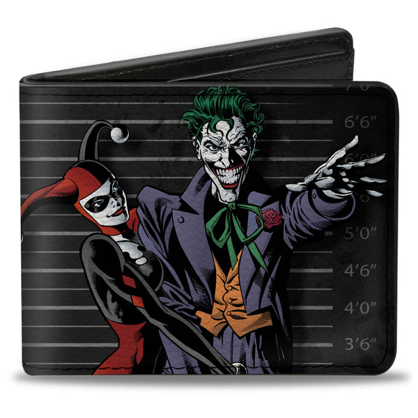 Buckle-Down Bi-Fold Wallet - Harley Quinn Hugging Joker Pose Lineup Grays