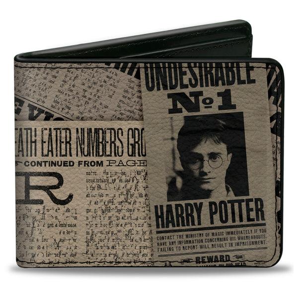 Buckle-Down Bi-Fold Wallet - Harry Potter Headlines UNDESIRABLE NO 1 White Black