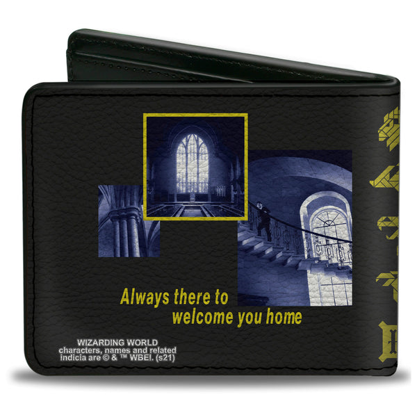 Buckle-Down Bi-Fold Wallet - Harry Potter LIFE IS BETTER AT HOGWARTS Scenes Black Yellow Grays