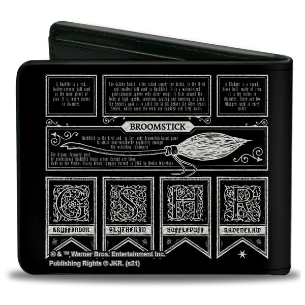 Buckle-Down Bi-Fold Wallet - Harry Potter QUIDDITCH AT HOGWARTS Collage Black White