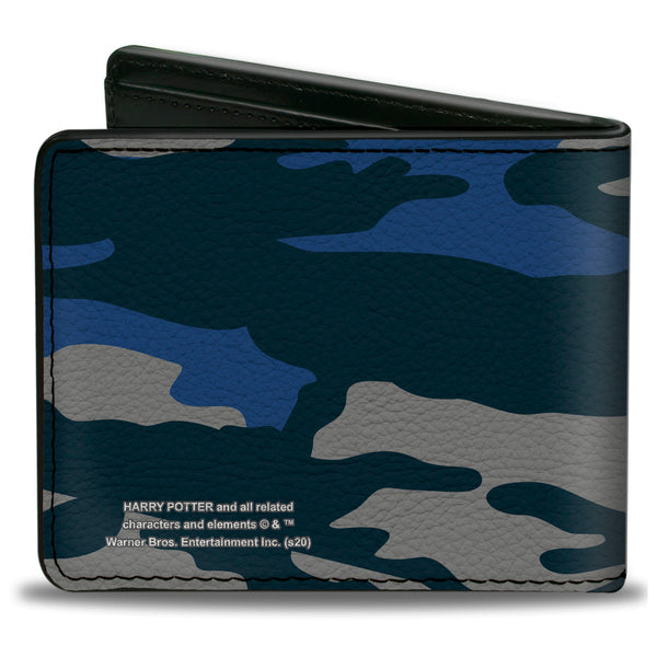 Buckle-Down Bi-Fold Wallet - Harry Potter Ravenclaw Crest Camo Blues Grays