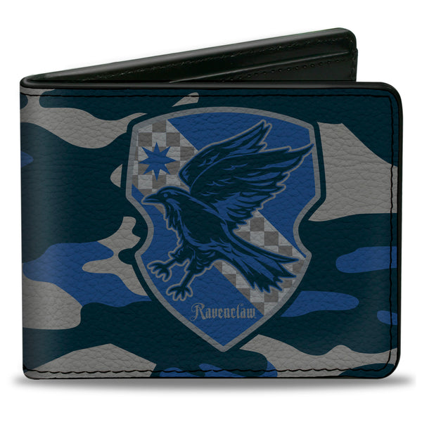 Buckle-Down Bi-Fold Wallet - Harry Potter Ravenclaw Crest Camo Blues Grays