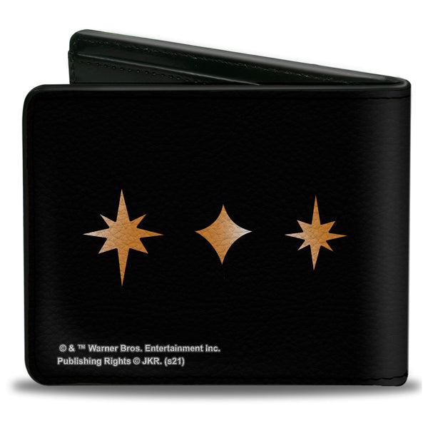 Buckle-Down Bi-Fold Wallet - Harry Potter THE DEATHLY HALLOWS Symbol THREE BROTHERS LONGING POWER HUMILITY Tattoo Black