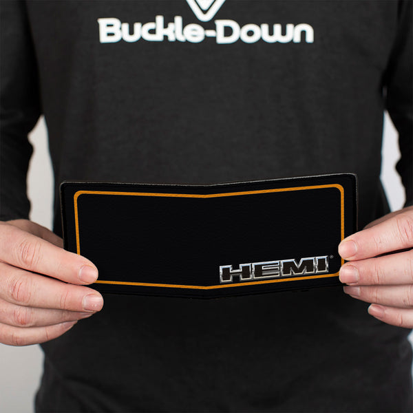 Buckle-Down Bi-Fold Wallet - HEMI Nameplate W Border Black Orange Silver Black