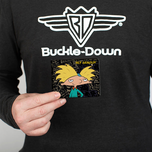 Buckle-Down Bi-Fold Wallet - HEY ARNOLD Arnold Pose Chalkboard Scribbles