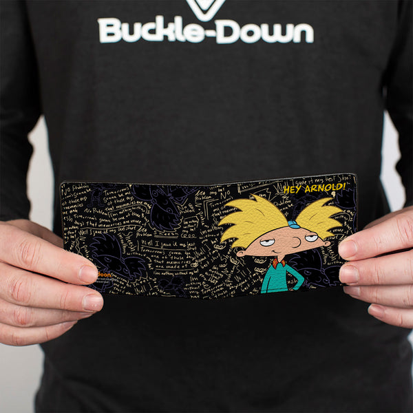 Buckle-Down Bi-Fold Wallet - HEY ARNOLD Arnold Pose Chalkboard Scribbles